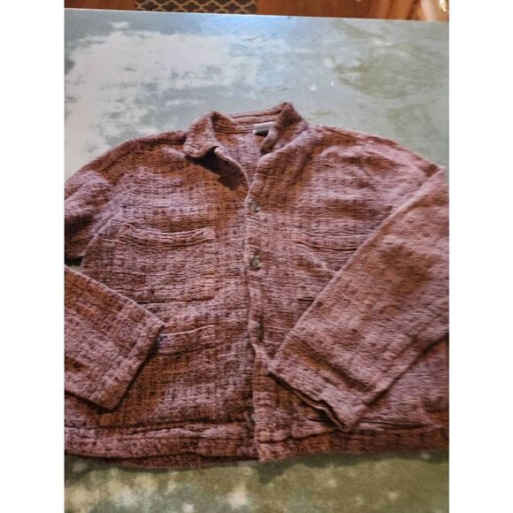 Vintage CP Shades Marled Brown rayon/ Flax Utility Shirt Jacket Shacket Women' - Picture 1 of 4